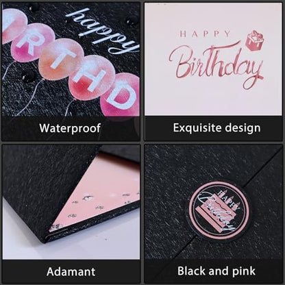 Crenics Black and Pink Birthday Guest Signature Book Alternative 18" x 12" - color: Black and Pink