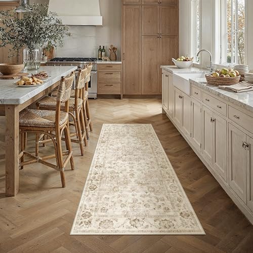 Washable Neutral Beige Kitchen Runner Rug Set of 3 - color: Neutral | Beige, size: 20"x32"+20"x48"+30"x50"