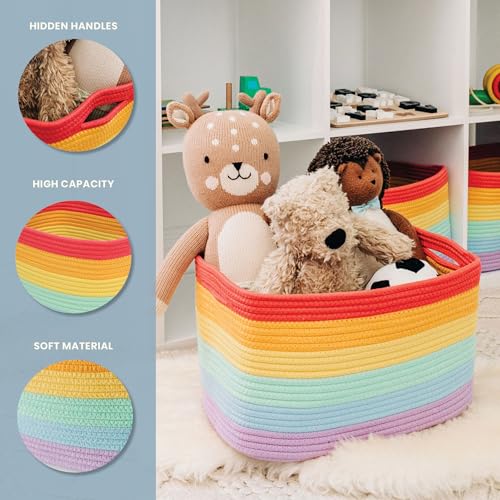 OrganiHaus Rainbow Baskets for Shelves, Set of 3, 15x9x10 - color: Rainbow