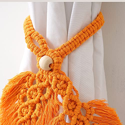 2 Pack Boho Curtain Tiebacks, Orange - color: S3