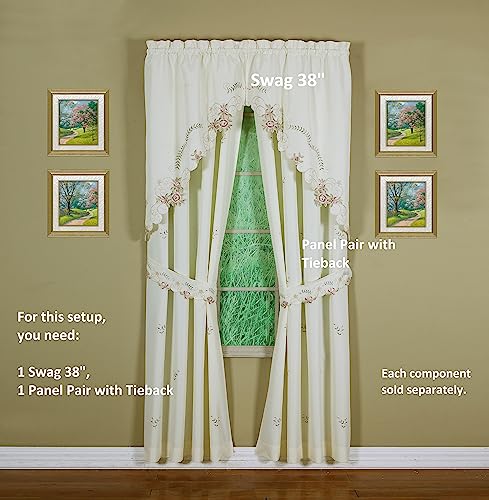 Today's Curtain Verona Reverse Embroidery Swag, 38", Ecru/Rose, 60"W X 38"L - color: Ecru/Rose, size: 38"W x 60"L (Pack of 1)