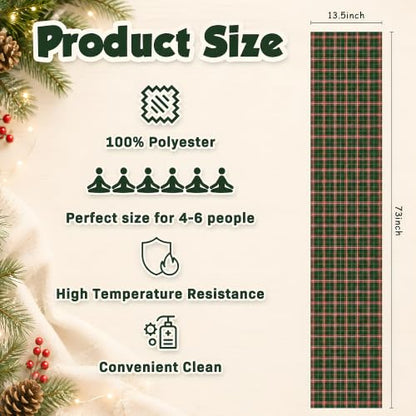 Christmas Decorations - Red Green Plaid Christmas Table Runner - color: Christmas Plaid