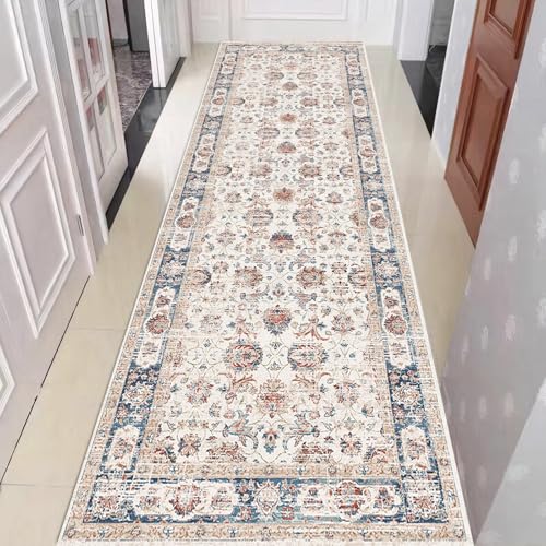 Hibate 2x8 ft (Boho Colorful) Hallway Runner Rug Washable Vintage Non Slip Carpet Runners for Hallways Entryway Kitchen Laundry Room Bathroom - color: Beige Style, size: 2' x 8' (Rectangular)