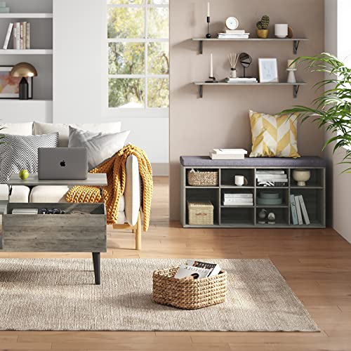 DINZI LVJ Long Wall Shelves, 39.4 Inch Wall Mounted Shelves with Brackets - color: Grey Wash, size: 39.4 Inch
