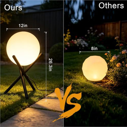Lightdot 13.8-in Outdoor Globe Floor Lamp, 3000K Warm White LED Ball Lamp - color: 13.8''Warm White