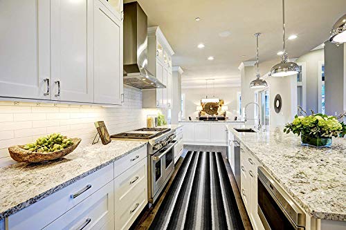 Custom Size Hallway Runner Rug, Slip Resistant, 26 Inch Wide X Your Choice of Length, Stripes Black, 26 Inch X 3 Feet, Doormat Size - color: Black Stripes, size: 2'2" x 3' (Rectangular)