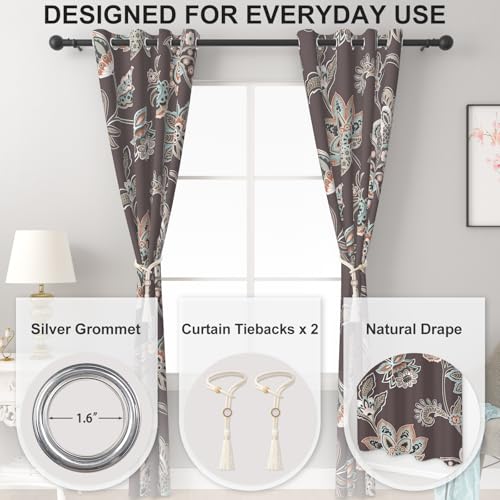 Floral Blackout Curtains for Bedroom and Living Room, Farmhouse Thermal Insulated Soundproof Privacy Drapes 84 Inch Length 2 Panels Set with Tassels Tiebacks, Paisley Patterned Room Darkening Curtains - color: Ornate Paisley Garden