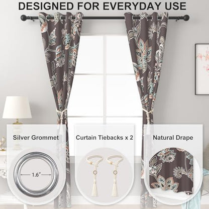 Floral Blackout Curtains for Bedroom and Living Room, Farmhouse Thermal Insulated Soundproof Privacy Drapes 84 Inch Length 2 Panels Set with Tassels Tiebacks, Paisley Patterned Room Darkening Curtains - color: Ornate Paisley Garden
