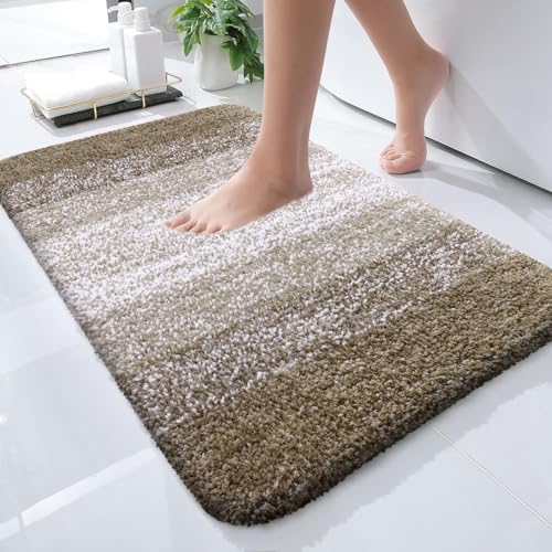 OLANLY Small Bathroom Rugs 24x16, Extra Soft Absorbent Microfiber Bath Rugs - color: Coffee, size: 24" X 16"