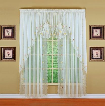 Today's Curtain,Vineyard 3-D Appliqué,Swag 38", Ecru, 60" W x 38" L - color: Ecru, size: 60"W x 38"L (Pack of 1)