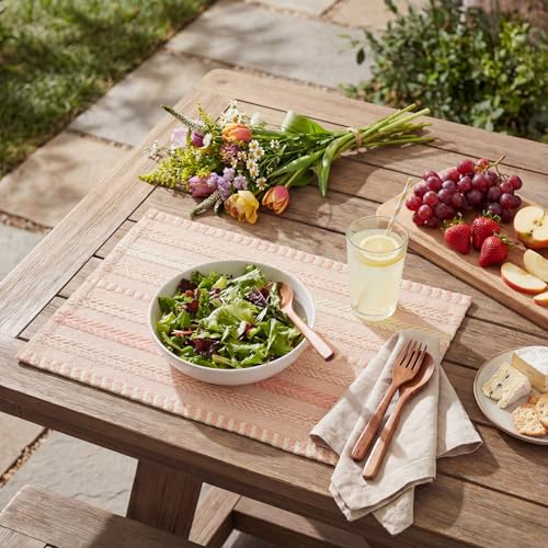 Artoid Mode Pink Woven Braided Stripe Placemats Set of 4-12x18 Inch - color: Pink, size: 12" x 18", 4 Pcs