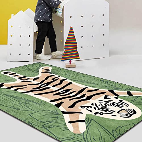Tiger Rug for Bedroom Cartoon 2x3 ft Small Area Rug Washable Funky Colorful Carpet for Living Room Boho Non-Slip Modern Abstract Bathroom Door Mat - color: P, size: 2' x 3' (Rectangular)