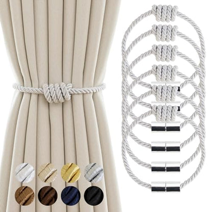 Curtain Tiebacks Magnetic Decorative Rope Tie Backs Holdbacks Contoeey - color: White