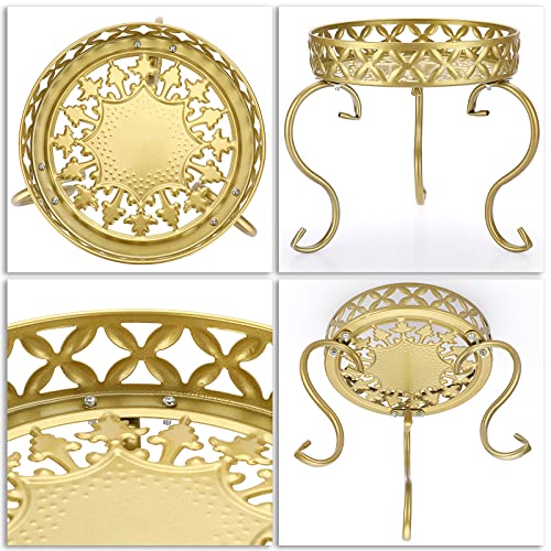 OwnMy Gold Metal Round Plant Stand Indoor Outdoor Iron Flower Pot Holder - color: Gold