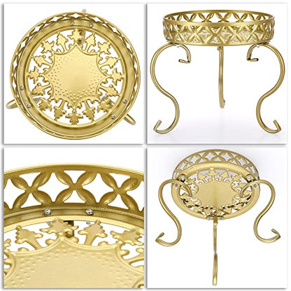 OwnMy Gold Metal Round Plant Stand Indoor Outdoor Iron Flower Pot Holder - color: Gold