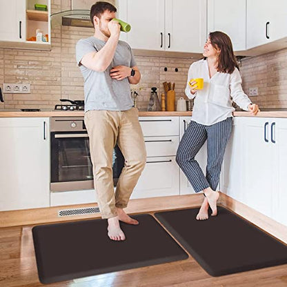 HappyTrends 2 PCS Kitchen Mat Cushioned Anti-Fatigue Floor Mat - color: Chocolate, size: 17.3"x28"+17.3"x28"