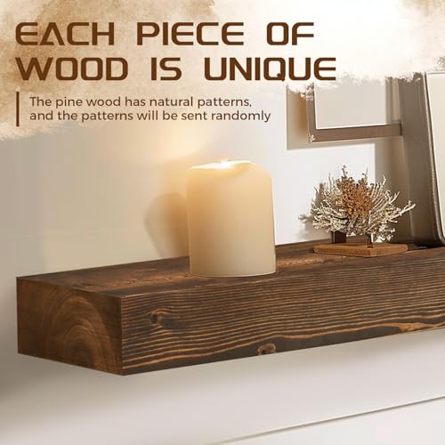 60x7x3in Solid Pine Wood Fireplace Mantel, Weathered Brown - color: Weathered Brown, size: 60x3x7-solid