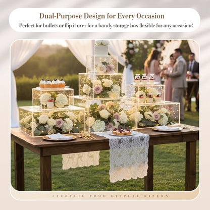 Leinuosen 7 Pcs Extra Large Acrylic Buffet Risers, 8-14" Square, Clear - color: Clear, size: 8" to 14", style: Square