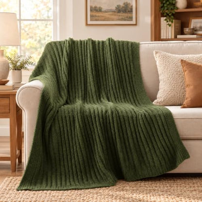 Battilo Olive Green Throw Blankets for Couch, Soft Throw Blanket, 50"x60" - color: Olive Green, size: 50"x60"