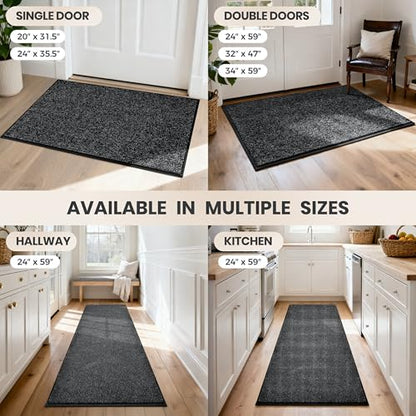 PURRUGS Hallway Runner Rug, 24" x 59", Heathered Charcoal - color: Heathered Charcoal, size: 24" X 59" (Runner)