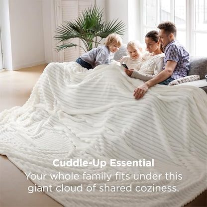 Bedsure Extra Soft Large Fleece Blanket for Bed Off White 120"x120" - color: Off White, size: Large