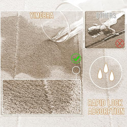 Yimobra Large Memory Foam Bathroom Mat Set, 44 x 24 & 24 x 17 in, Beige - color: Beige, size: 44x24+24x17 Inch