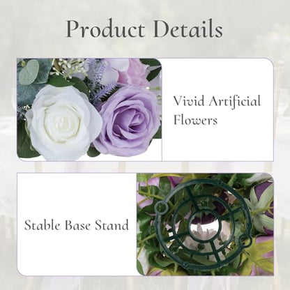 Flower Centerpieces for Wedding Tables: Purple and White, 10Pcs - color: Purple & White, size: 10 PCS
