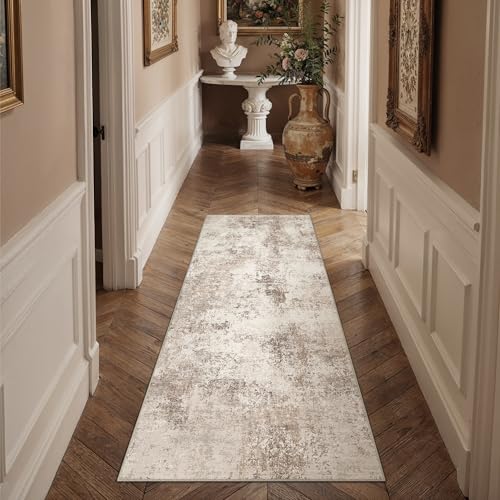 HUGEAR 2x6 Brown Abstract Washable Runner Rug for Hallway - color: Brown, size: 2' x 6' (Runner)