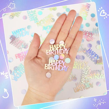 MARFOREVER Iridescent Happy Birthday Confetti Birthday Party Decorations - style: Birthday