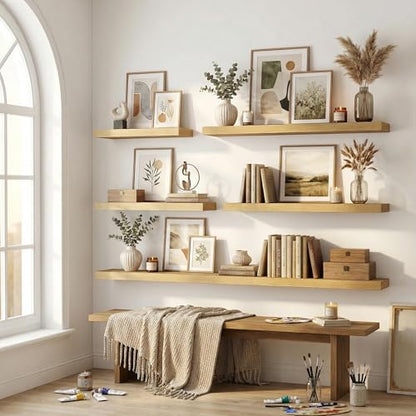Venusmiles 12 inch Deep Floating Shelves for Wall, 36" Wide, Oak, 2-Pack - color: Oak Finish, size: 36"w x 12"d, 2p