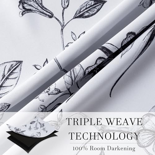 ChrisDowa 100% Blackout Floral Curtains 108 Inches Long 2 Panels,Black - color: Black, size: 52"W x 108"L (Pack of 2)