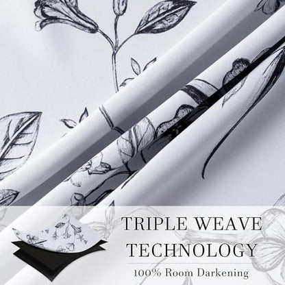 ChrisDowa 100% Blackout Floral Curtains 63 Inches Long 2 Panels,Black - color: Black, size: 52"W x 63"L (Pack of 2)