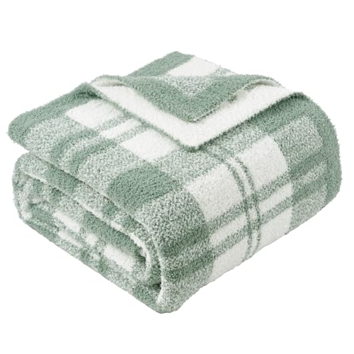 Battilo Green Checkered Blanket, Plaid Sage Green Throw for Couch, 50"x60" - color: Sage
