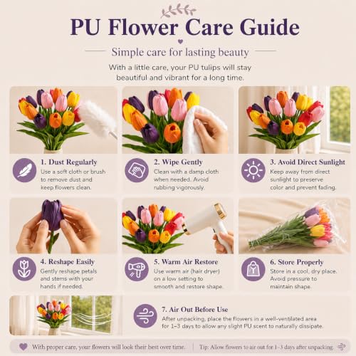Mandy's 20 Stems Multicolor Artificial Tulip Flowers for Home Centerpieces - color: Multicolor 20pcs