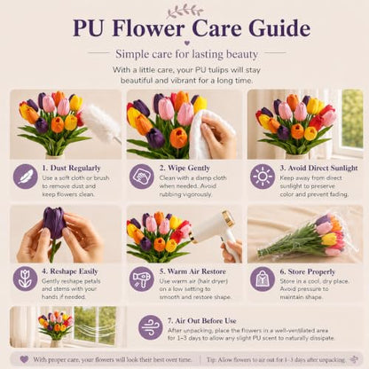Mandy's 20 Stems Multicolor Artificial Tulip Flowers for Home Centerpieces - color: Multicolor 20pcs