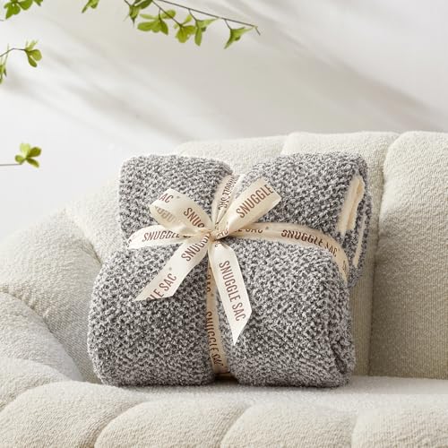 Snuggle Sac Grey Throw, Super Soft Warm Oversized Fuzzy Plush Blanket, Dark Grey, 50x70 inches - color: Heather Dark Grey, size: Throw-XL (50"x70")