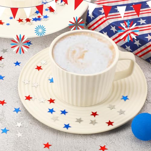 MARFOREVER 4th of July Confetti Red White and Blue Table Decorations - style: Red White Blue