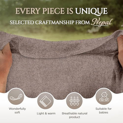 Cashmere Blanket – Hand Woven 100% Cashmere Wool Throw Blanket, 135 x 270 cm – Plain Cozy, and Soft Blanket for Bed, Sofa, or Couch - Made in Nepal - color: Dark Brown