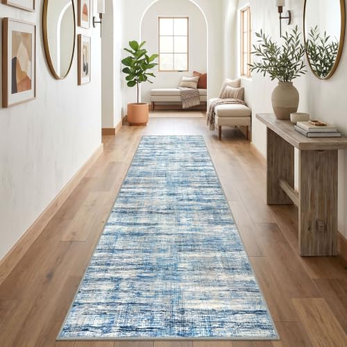 KOZYFLY 3x10 Runner Rug for Hallway Modern Washable Kitchen Rug Blue Beige - color: Blue Beige, size: 3' x 10' (Runner)