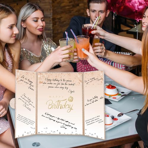 Crenics Champagne Gold Birthday Guest Sign in Book Alternative 18" x 12" - color: Champagne Gold