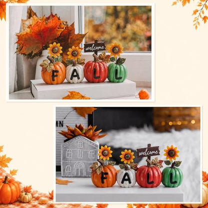 Amyhill Fall Decorations for Home Wooden Pumpkin with Sunflower Table Sign - style: Fall