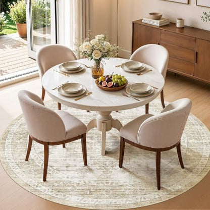 8ft Round Rugs for Living Room: 8x8 Washable Neutral Beige Area Rug - color: Beige, size: 8' (Round)
