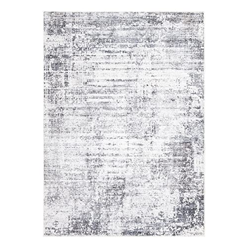 Bloom Rugs Washable Non-Slip 2' x 3' Rug - Gray/Charcoal/Blue Modern Abstract Area Rug for Living Room, Bedroom, Dining Room, and Kitchen - Exact Size: 2' x 3' - color: Gray / Charcoal / Blue, size: 2' x 3' (Rectangular)