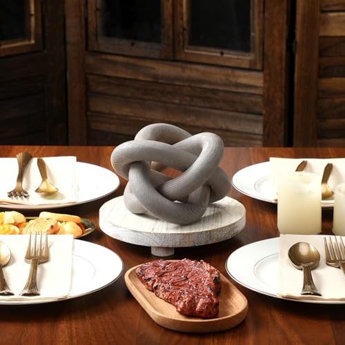 Yalikop 3 Link Wood Knot Decor Rustic Table Shelf Accents, Gray - color: Gray
