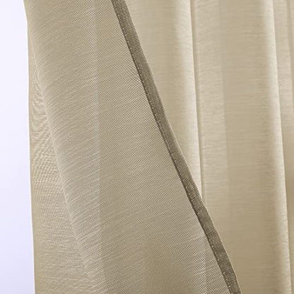 DONREN Taupe Textured Sheer Voile See Through Window Curtain Grommet Panels for Bedroom,Living Room(Tan,52 W x 63 inch Long,2 Piece) - color: Taupe, size: 52"W x 63"L (Pack of 2)