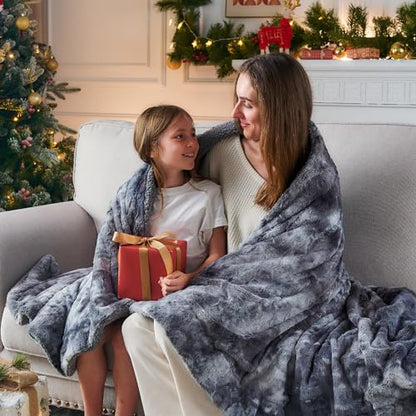 NEWCOSPLAY Faux Fur Sherpa Throw Blanket for Couch, Grey, 50"x60" - color: Grey, size: Throw(50"x60")