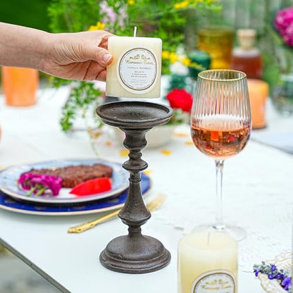 Sungmor Rustic Cast Iron Pillar Candle Holder, 7.8 Inches Tall - color: Medium - 7.8inch Tall