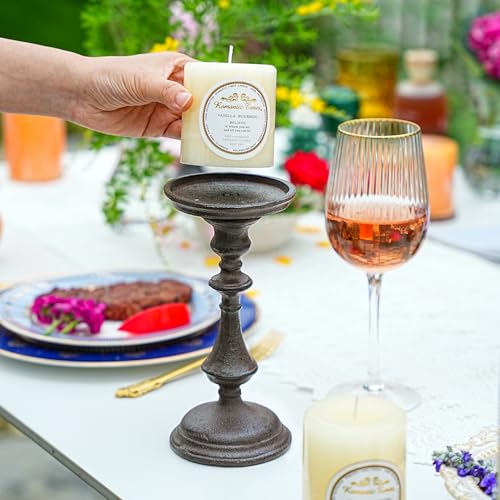 Sungmor Rustic Cast Iron Pillar Candle Holder, 7.8 Inches Tall - color: Medium - 7.8inch Tall