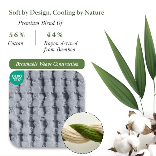 Threadmill Twin Waffle Bed Blanket, Rayon Derived from Bamboo,Scottish Grey - color: Scottish Grey, size: Twin (68" x 92")