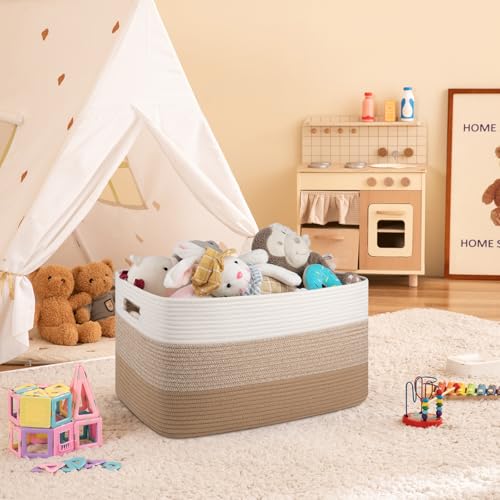 OIAHOMY Blanket Basket Laundry Basket Dog Toy Basket 75L Light Yellow - color: Gradient Light Yellow, size: 22”x17”x12”